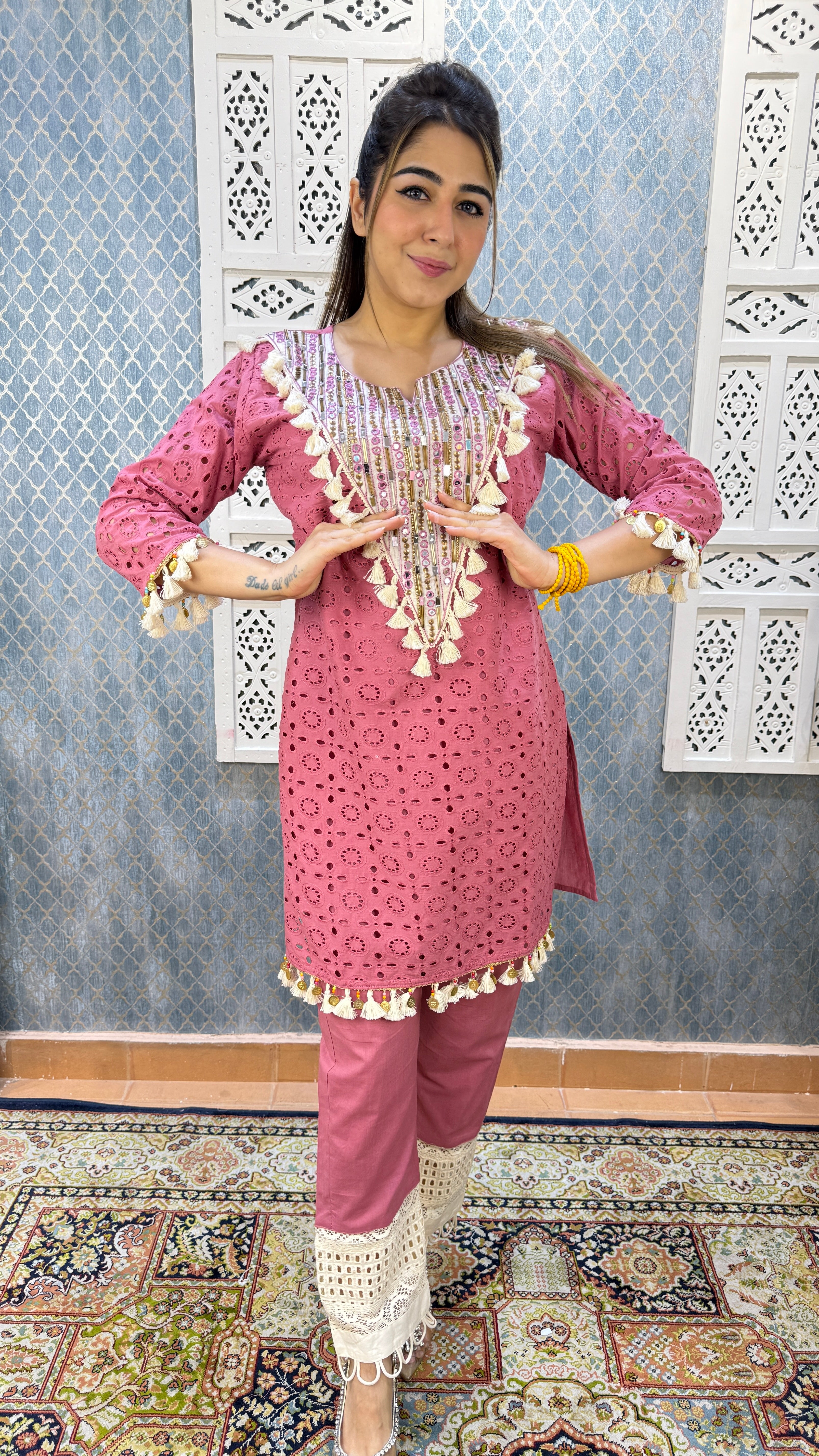 The Sheesham Schiffli Co Ord Set