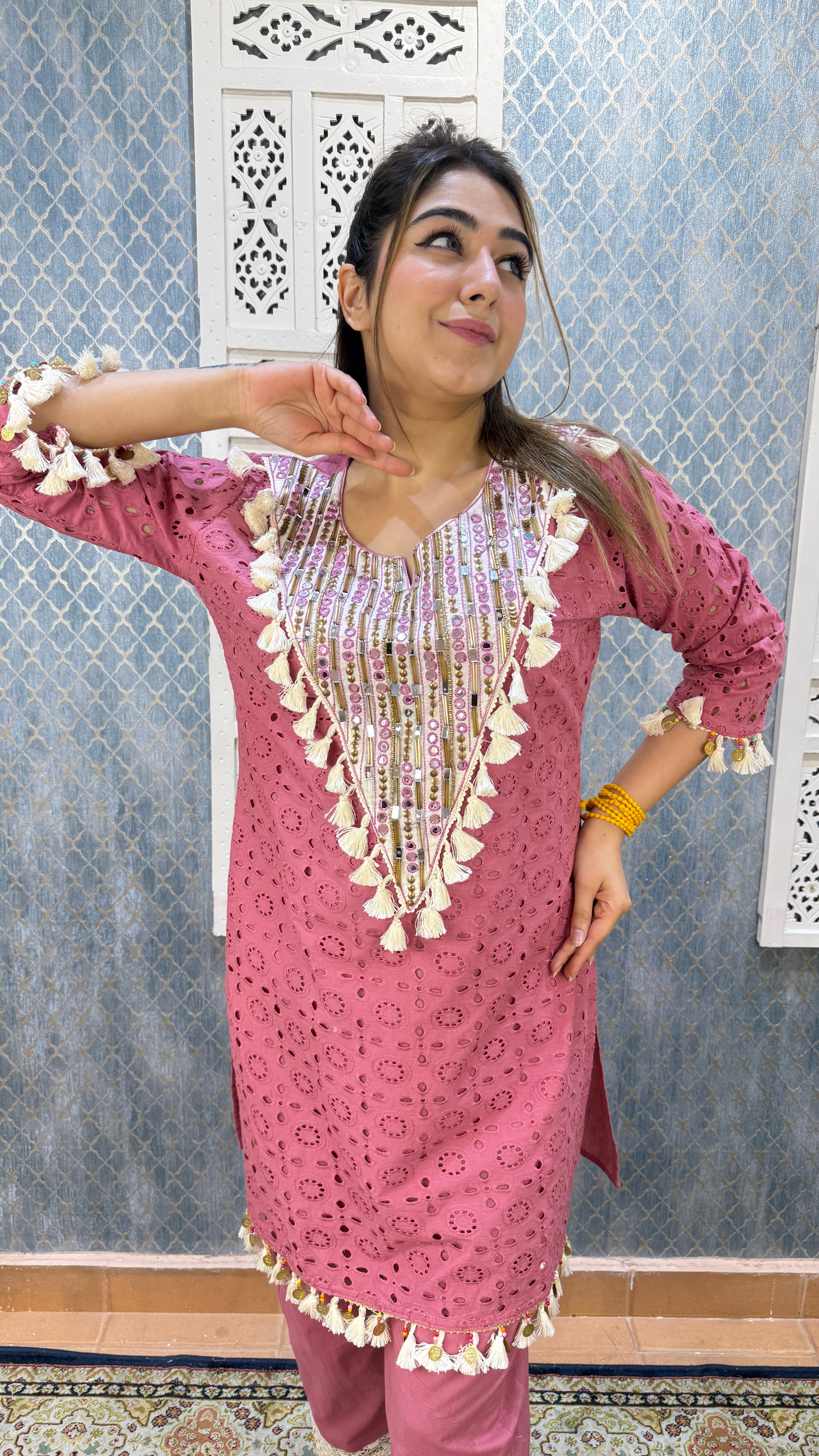 The Sheesham Schiffli Co Ord Set