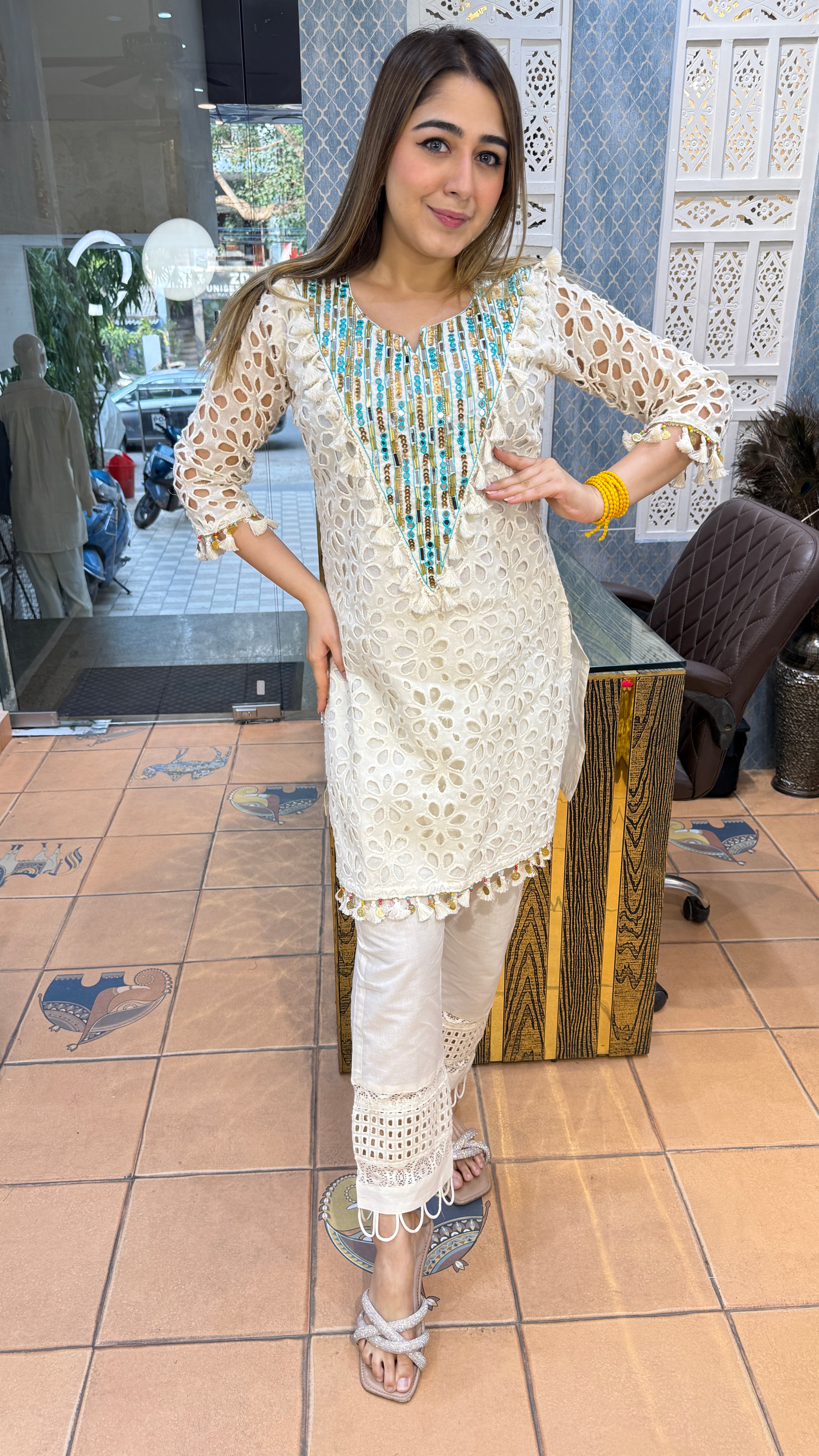 The Sheesham Schiffli Co Ord Set