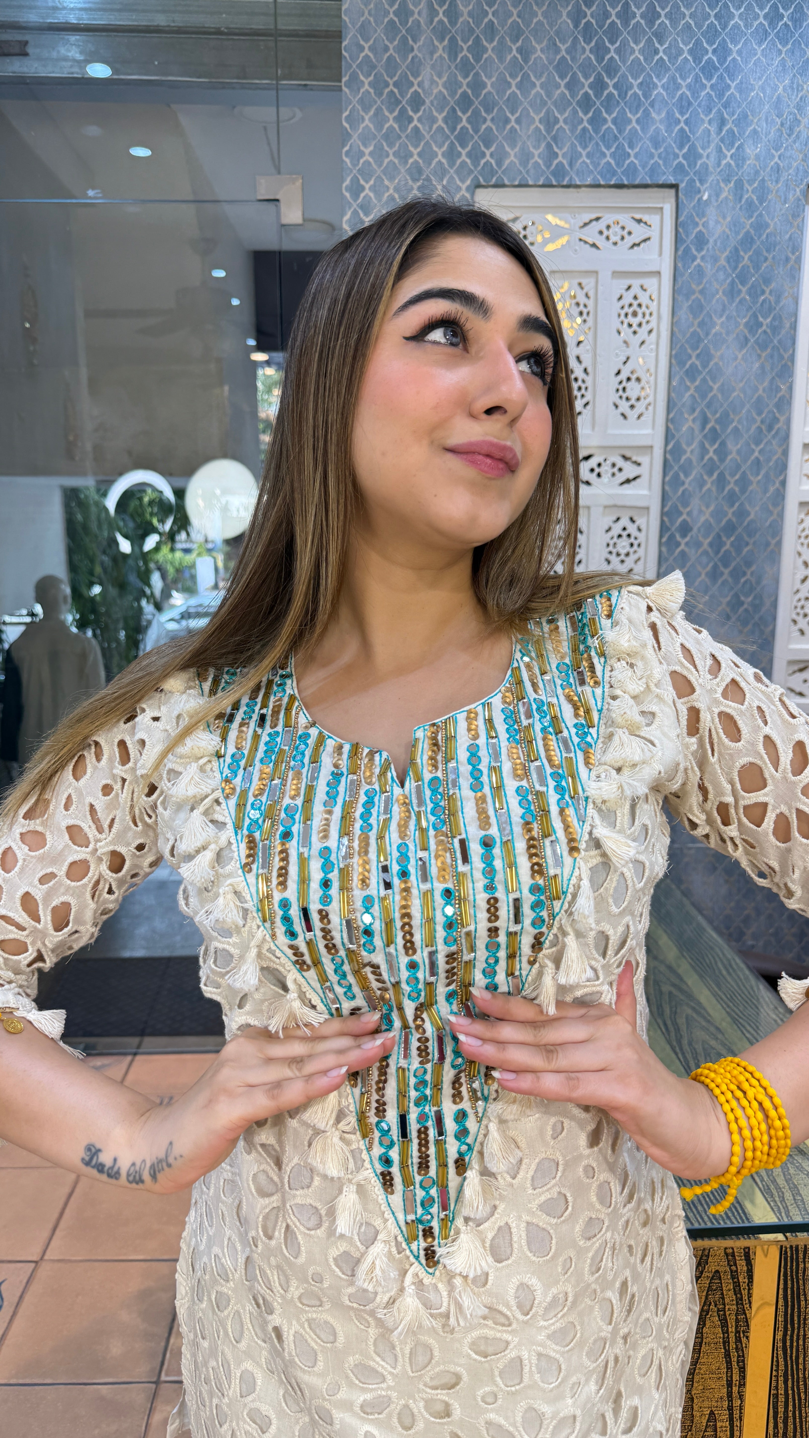 The Sheesham Schiffli Co Ord Set