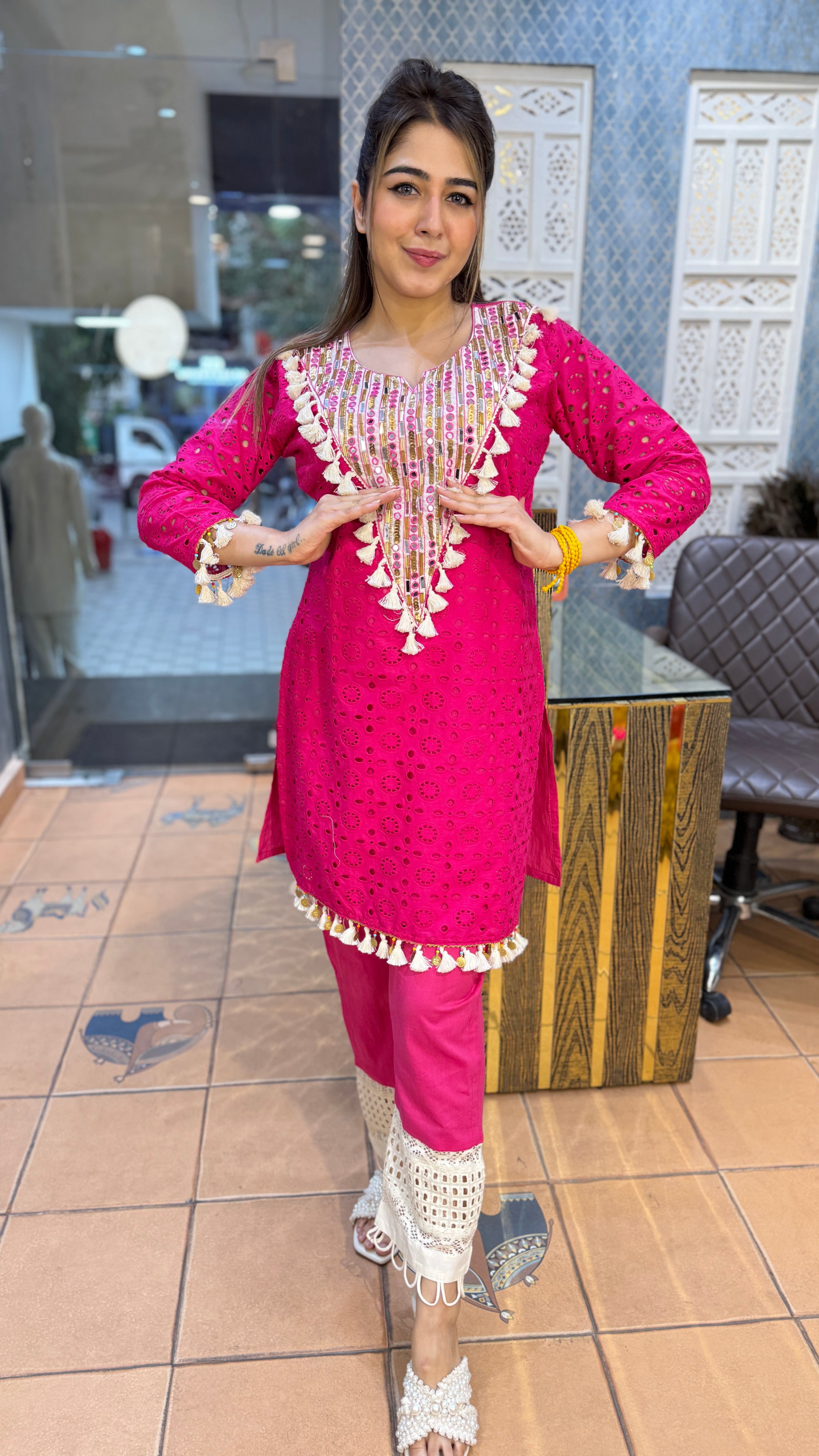 The Sheesham Schiffli Co Ord Set