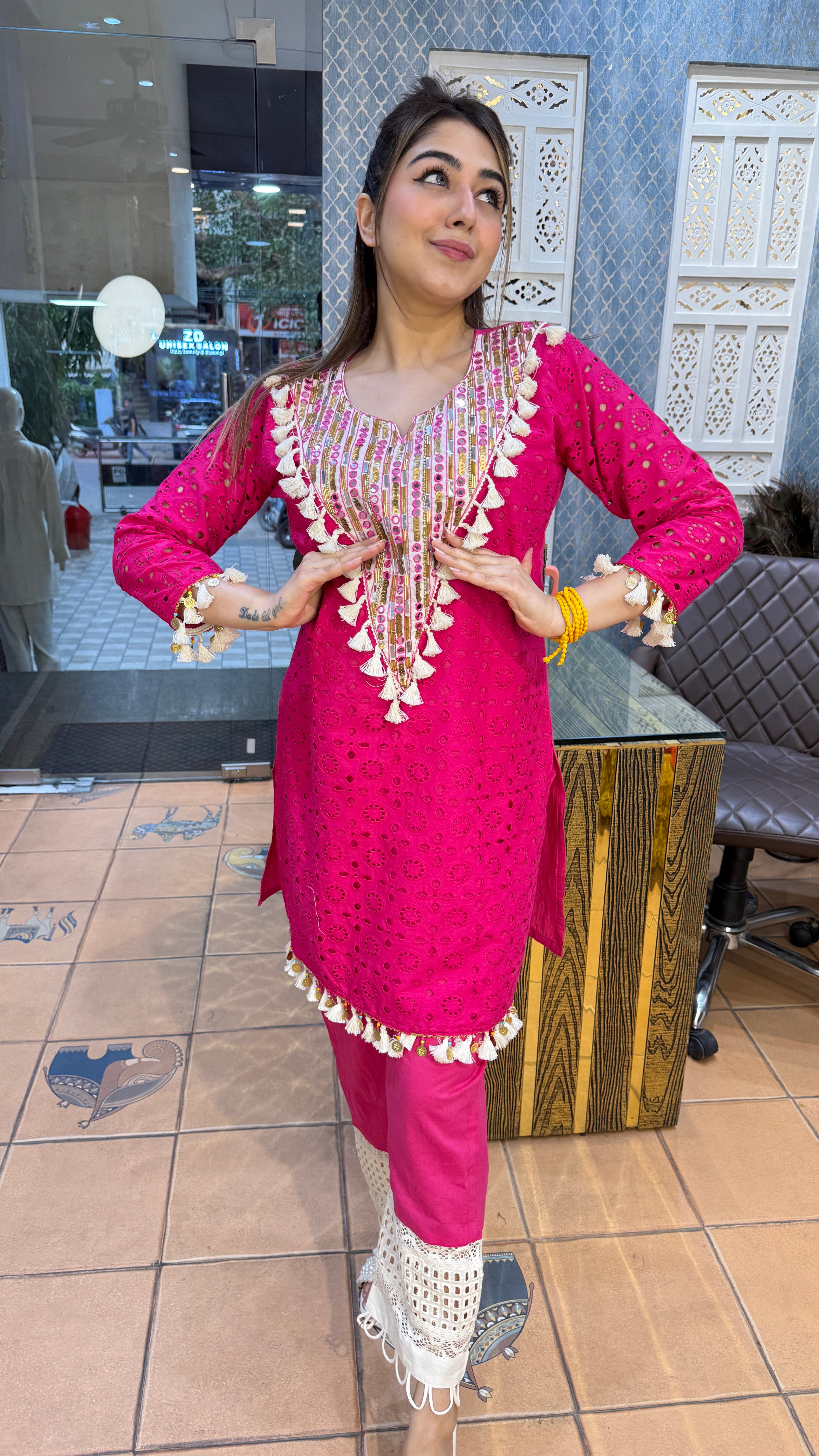The Sheesham Schiffli Co Ord Set