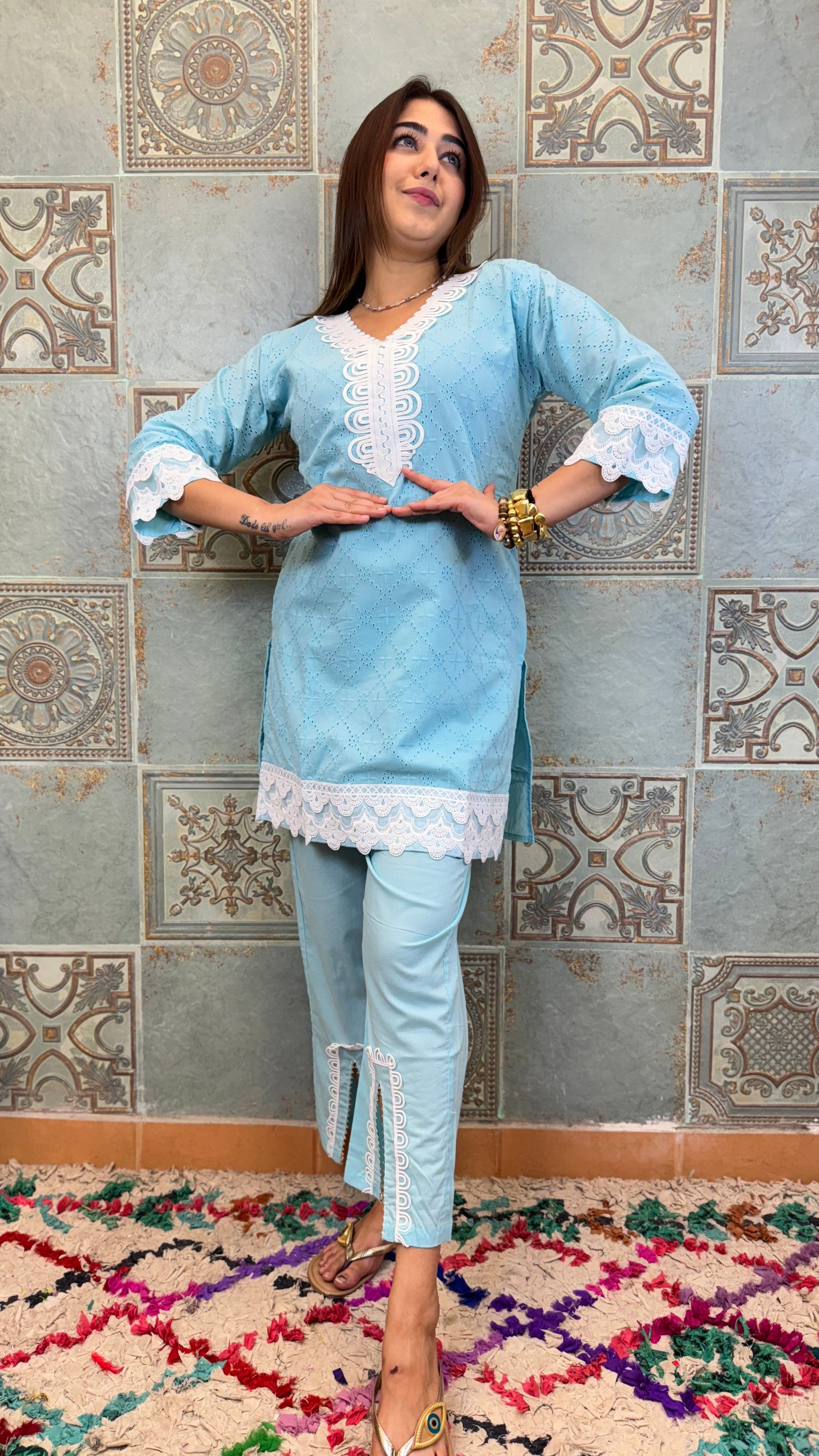 The Lace Chikankari Co Ord Set