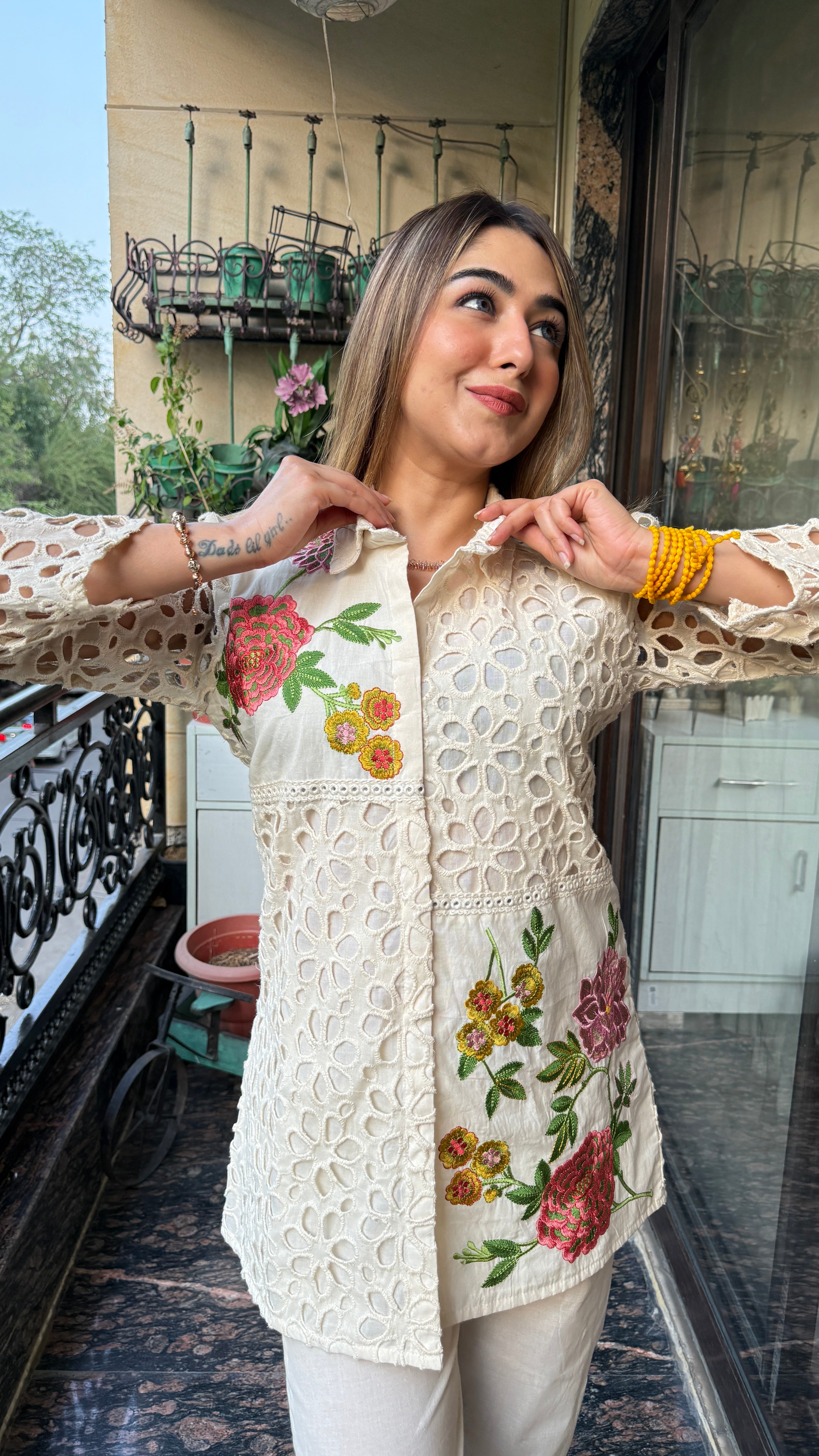 The Flower Schiffli Co Ord Set