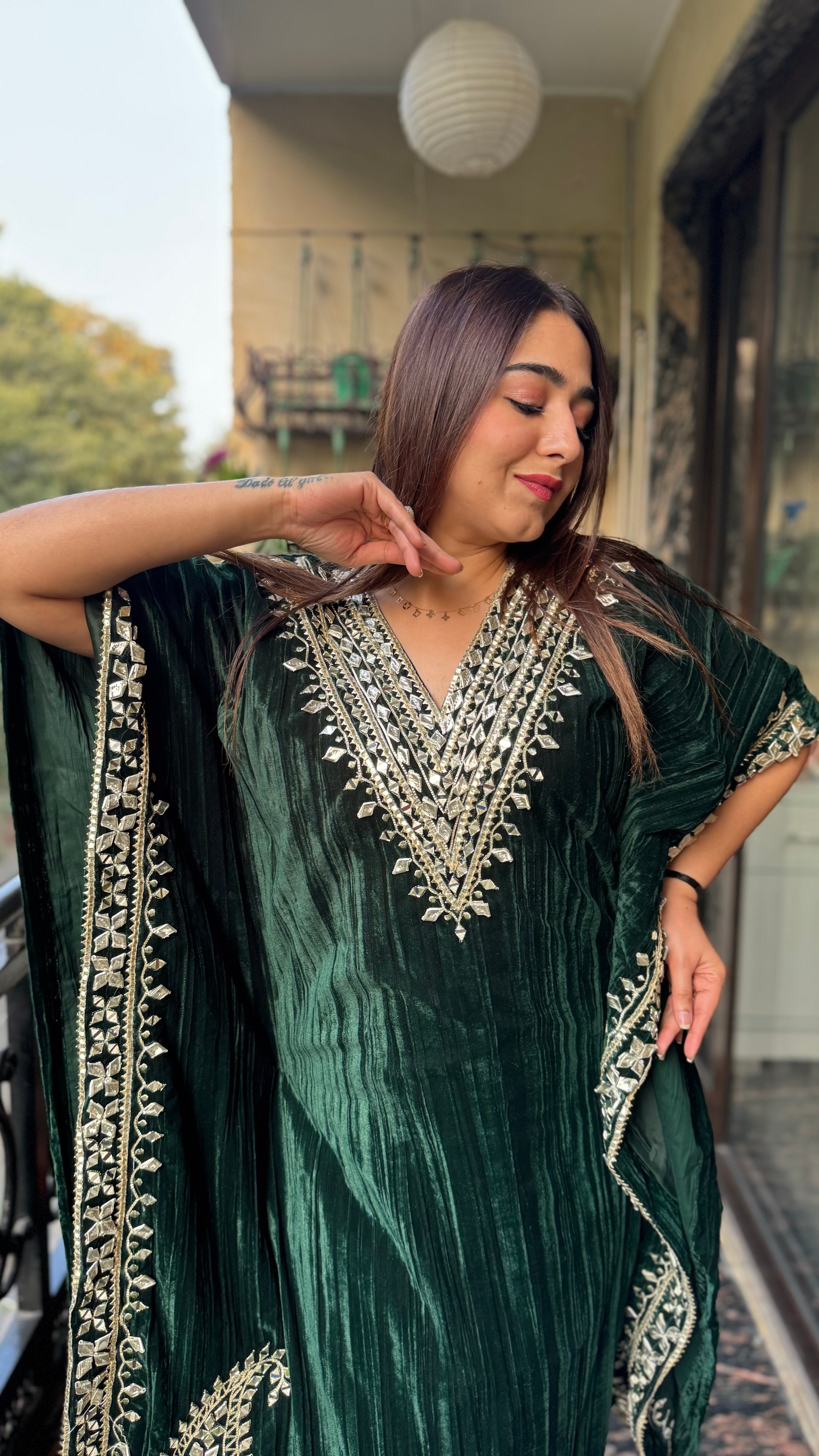 V Neck Velvet Kaftan