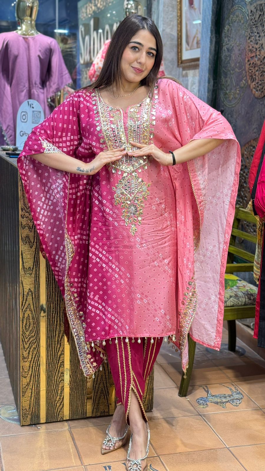 The Bandhani Dhoti Kaftan