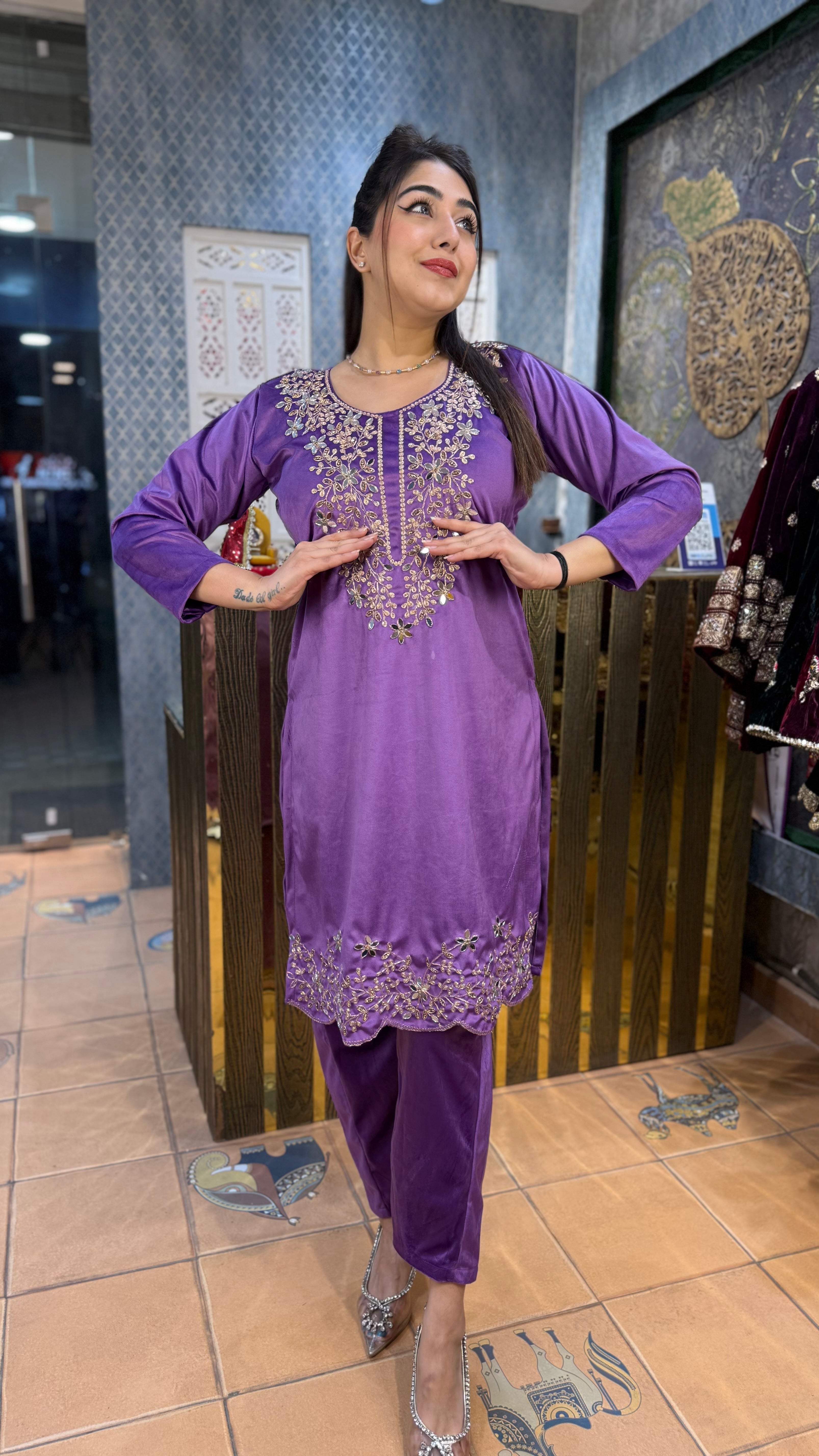 The Mahima (stretchable imported velvet) Suit