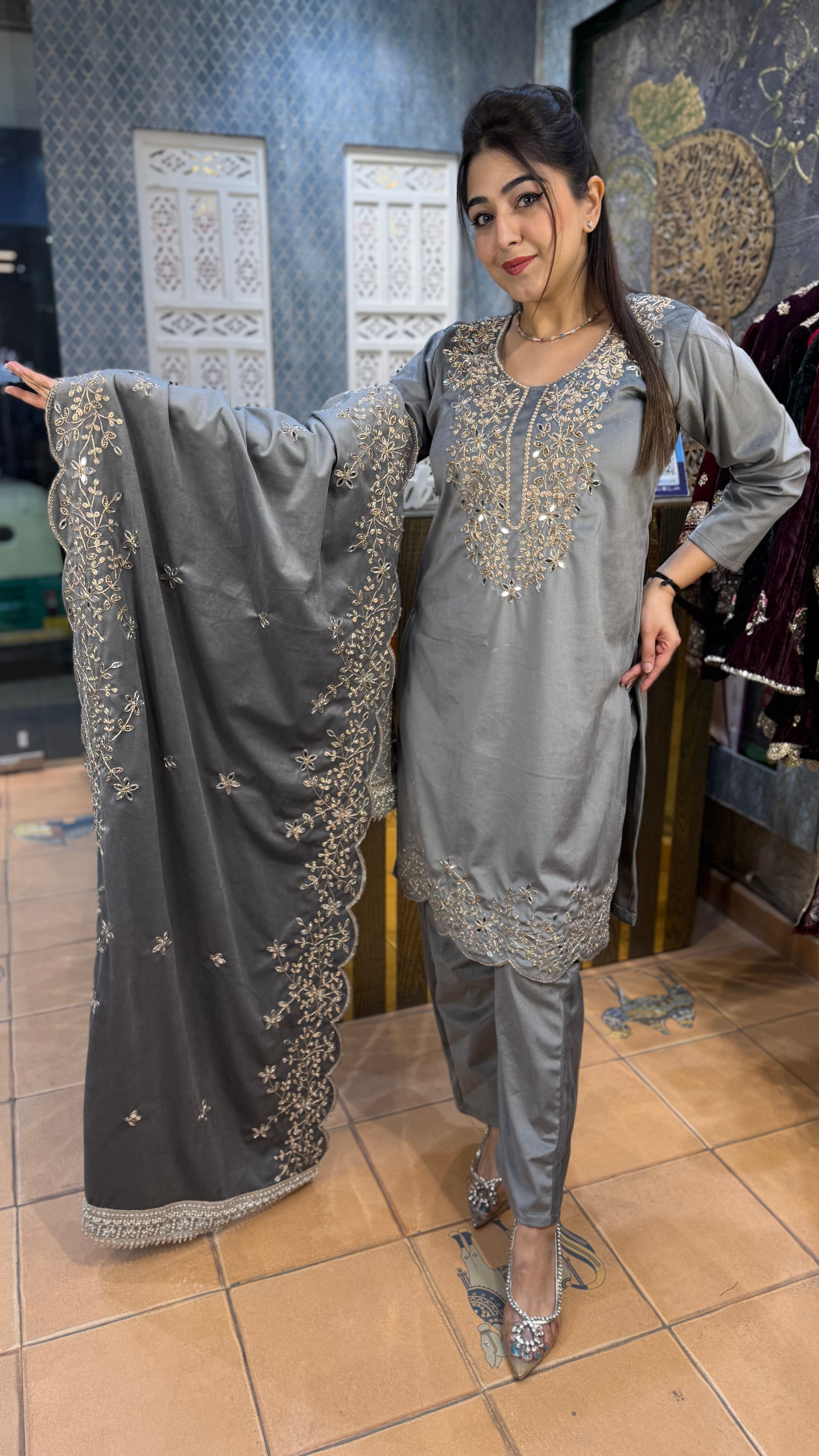 The Mahima (stretchable imported velvet) Suit