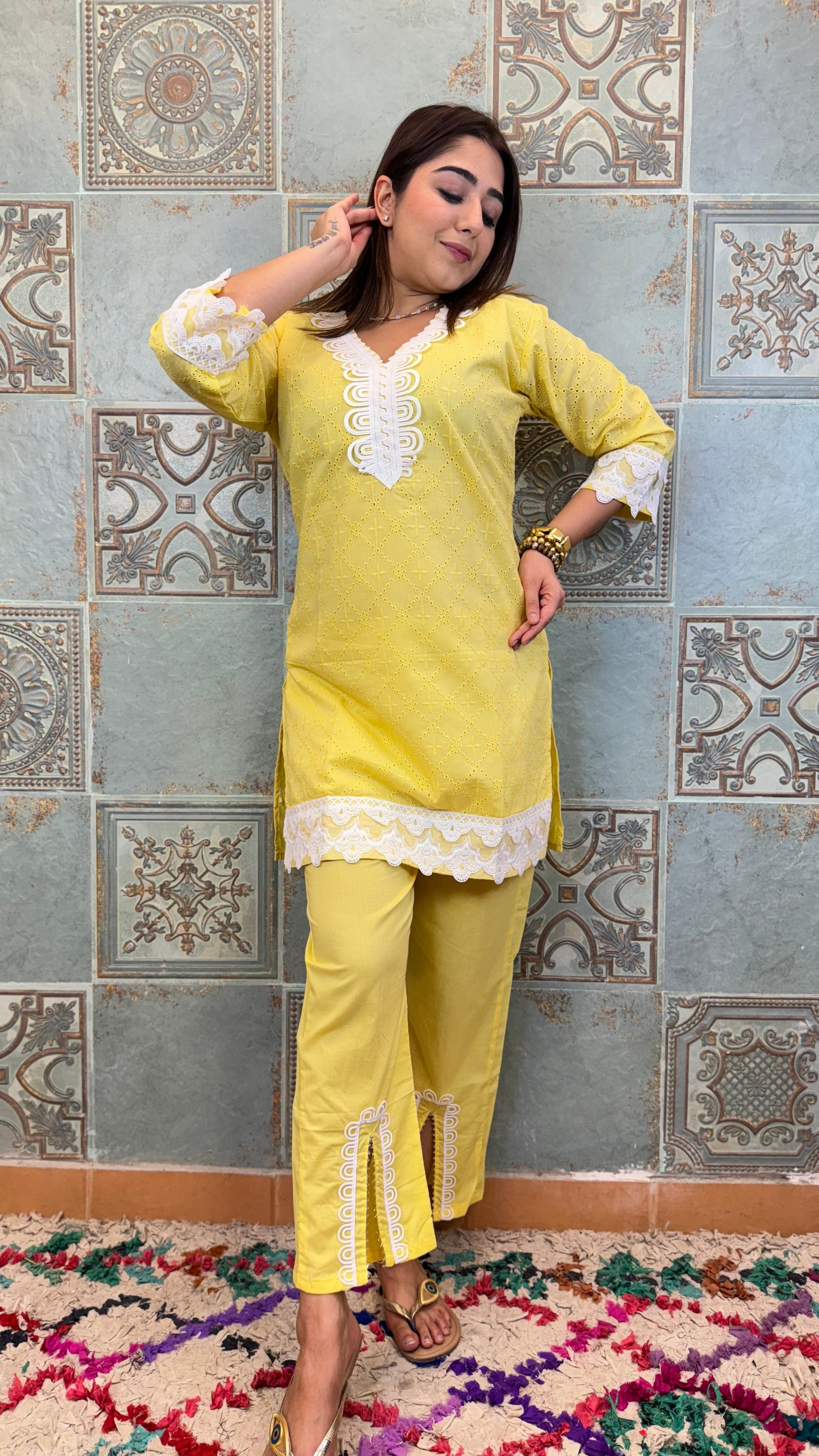 The Lace Chikankari Co Ord Set