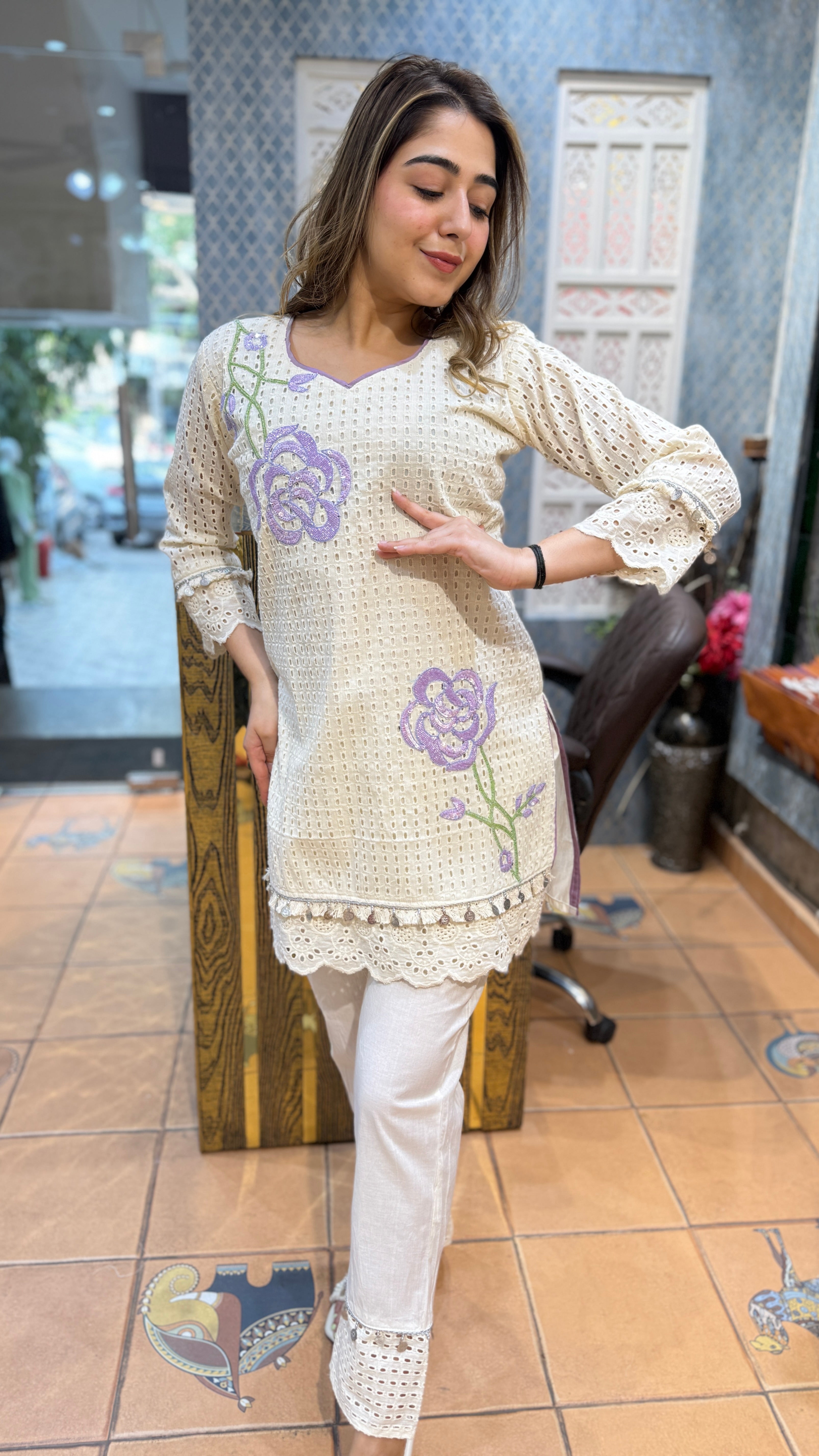 The Rose Schiffli Co Ord Set