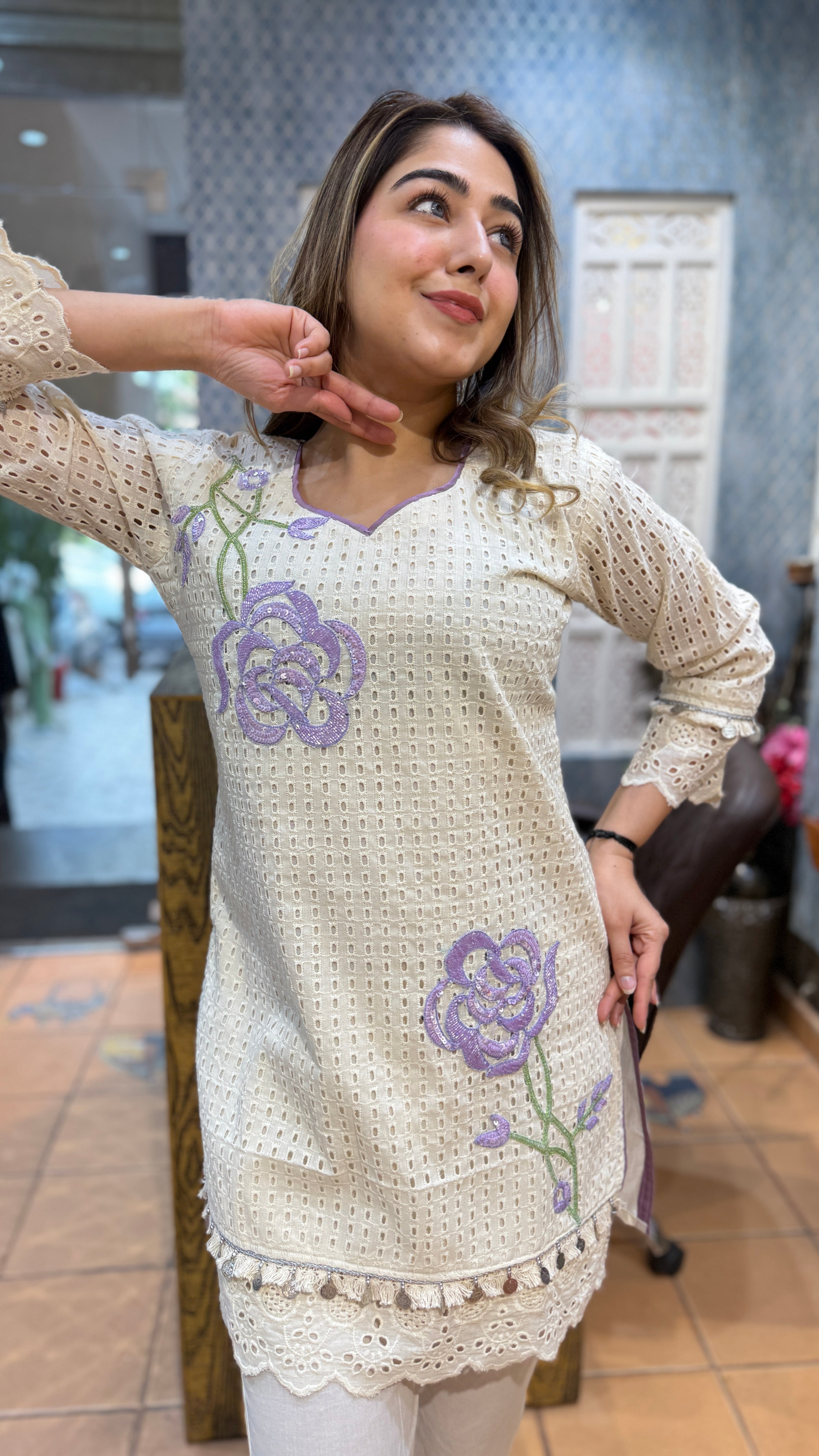 The Rose Schiffli Co Ord Set