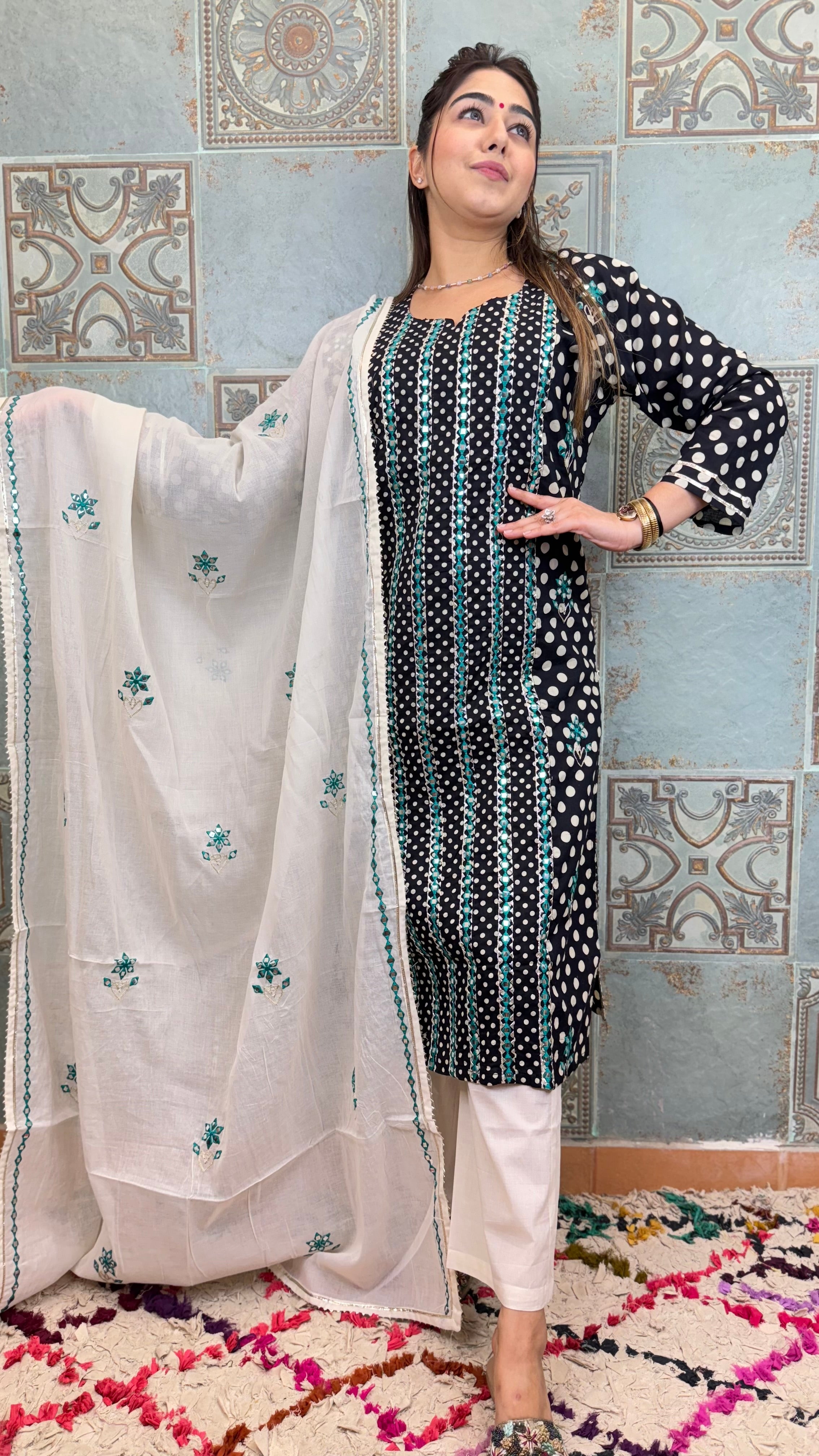 Polka Dot Cotton Suit - Vastra Gharr