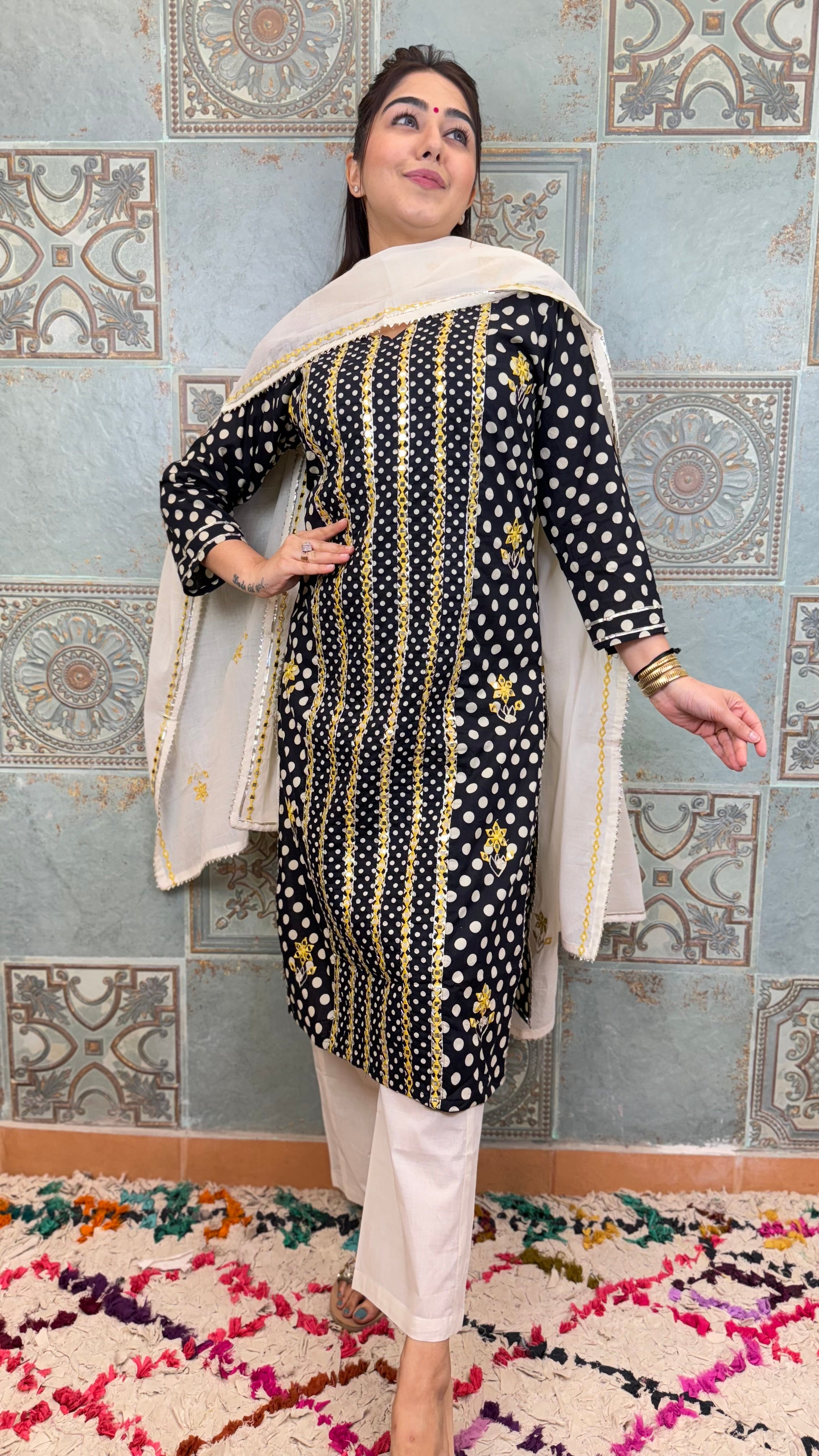 Polka Dot Cotton Suit - Vastra Gharr