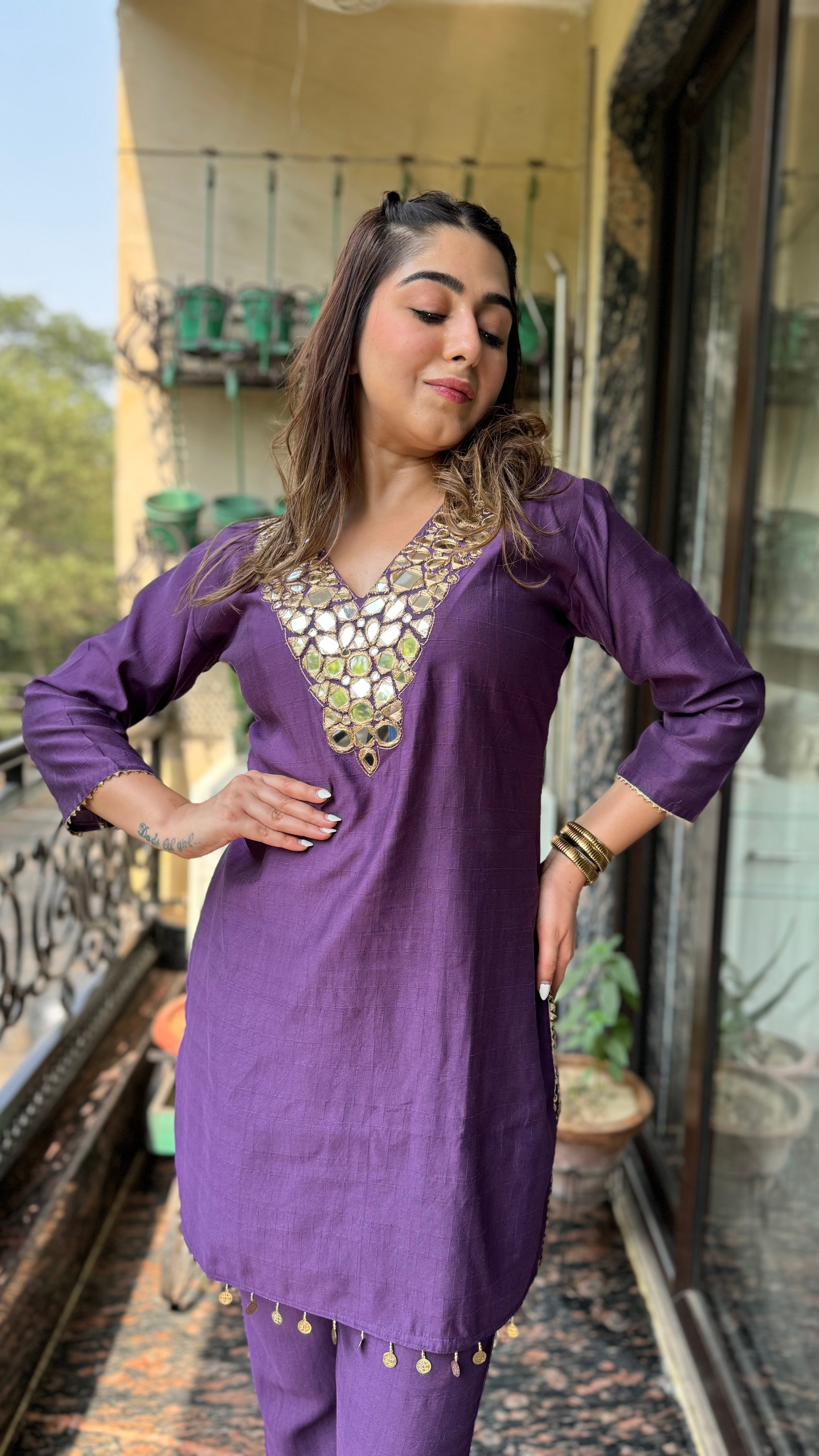 The V Neck Zari Co Ord Set